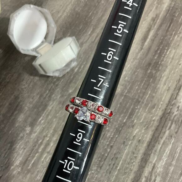 NWT CZ Ruby & Diamond 2PC Set Size 8 - Picture 4 of 10